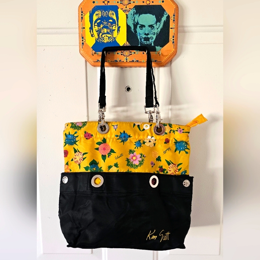Ken Scott Falcsnetto vintage floral bright tote shoulder bag‎